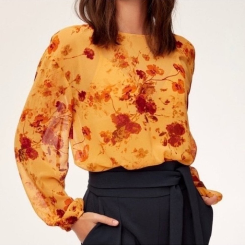 Aritzia Floral Yellow Bodysuit Top